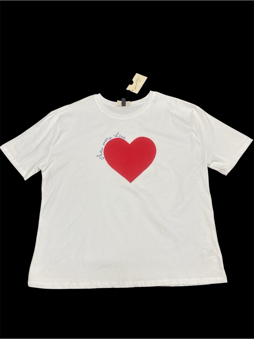 Universal Thread White Crewneck Tee with Navy Size Tag